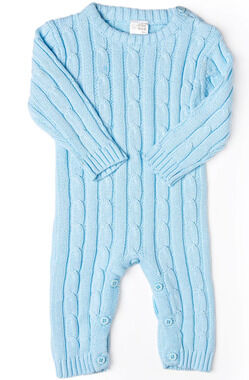 Baby Mode Signature Baby Boys or Baby Girls Long Sleeved Cable Knit Coverall 3-6